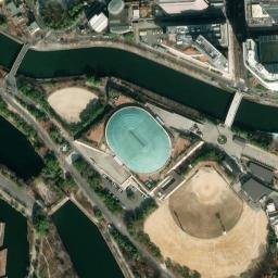 Satellite imagery of Osaka Castle, JP