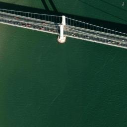 Satellite imagery of Tower of Pearl River Powerline Crossing on caisson, CN