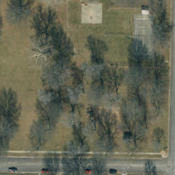 Grass Volleyball Court, Higginsville, MO — aerial view