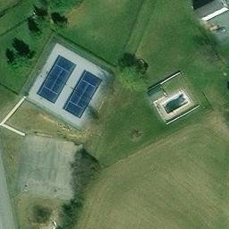 Sand Volleyball Court, Strasburg, VA — aerial view
