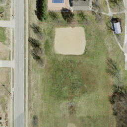 Sand Volleyball Court, Lawrence, KS — aerial view