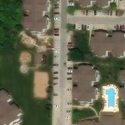 Sand Volleyball Court, Columbia, MO — aerial view