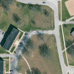 Sand Volleyball Court, MO — aerial view