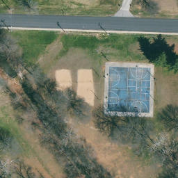Sand Volleyball Court, Fulton, MO — aerial view