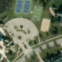 Sand Volleyball Court, Overland Park, KS — aerial view