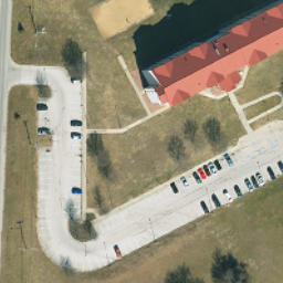 Sand Volleyball Court, Kansas City, MO — aerial view