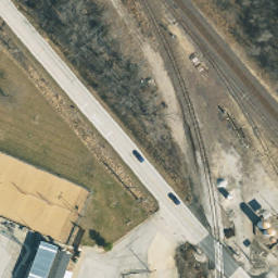 Sand Volleyball Court, Pleasant Hill, MO — aerial view