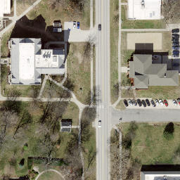 Sand Volleyball Court, Baldwin City, KS — aerial view