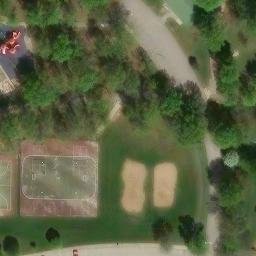 Sand Volleyball Court, St. Peters, MO — aerial view