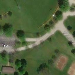 Sand Volleyball Court, St. Charles, MO — aerial view