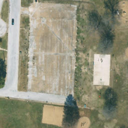 Sand Volleyball Court, Hermann, MO — aerial view