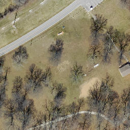 Sand Volleyball Court, Harrisonville, MO — aerial view