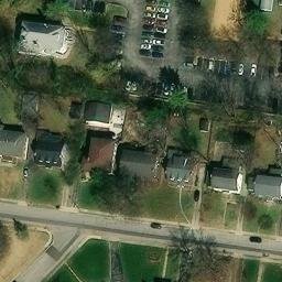 Sand Volleyball Court, Webster Groves, MO — aerial view