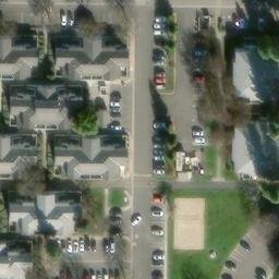 Sand Volleyball Court, Davis, CA — aerial view