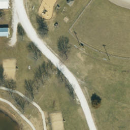 Sand Volleyball Court, Adrian, MO — aerial view