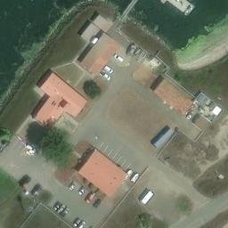 Sand Volleyball Court, Bodega Bay, CA — aerial view