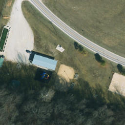 Sand Volleyball Court, Meta, MO — aerial view