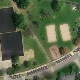 Sand Volleyball Court, Douglass Hills, KY — aerial view