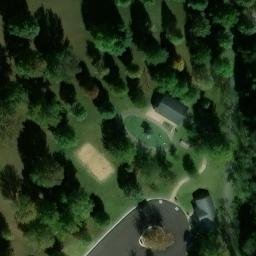 Sand Volleyball Court, Ferdinand, IN — aerial view