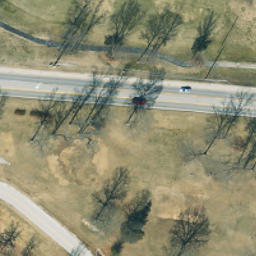 Sand Volleyball Court, Village of Four Seasons, MO — aerial view