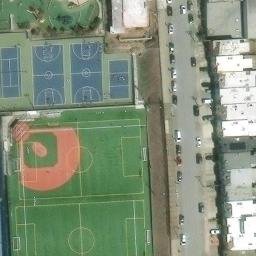 Sand Volleyball Court, Parkside, CA — aerial view
