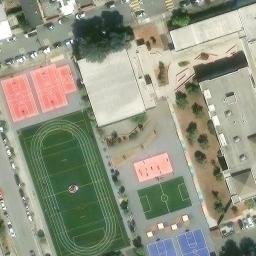 Sand Volleyball Court, Visitacion Valley, CA — aerial view