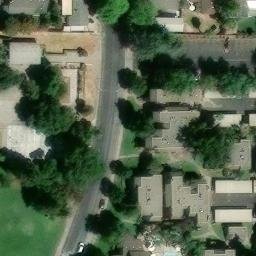 Sand Volleyball Court, Modesto, CA — aerial view