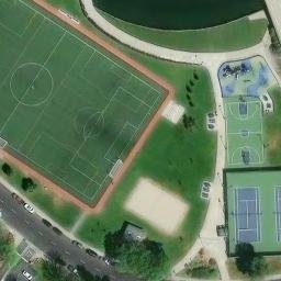 Sand Volleyball Court, Foster City, CA — aerial view
