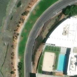 Oracle Volleyball court — aerial view
