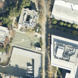 Sand Volleyball Court, Stanford, CA — aerial view