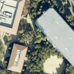 Sand Volleyball Court, Stanford, CA — aerial view