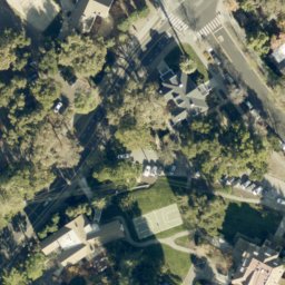 Sand Volleyball Court, Stanford, CA — aerial view
