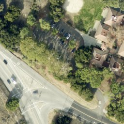 Sand Volleyball Court, Stanford, CA — aerial view