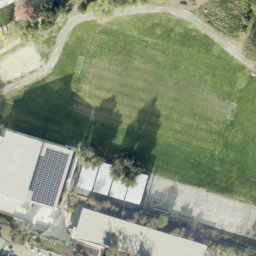 Sand Volleyball Court, Ladera, CA — aerial view