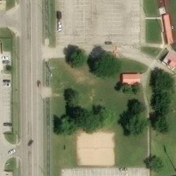 Sand Volleyball Court, Pittsburg, KS — aerial view