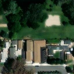 Sand Volleyball Court, Bishop, CA — aerial view