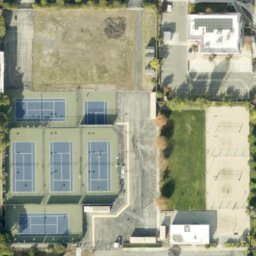 Sand Volleyball Court, Cupertino, CA — aerial view