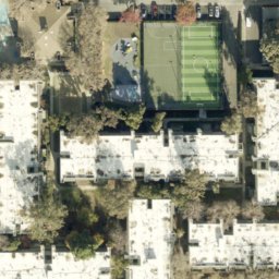 Sand Volleyball Court, Fruitdale, CA — aerial view