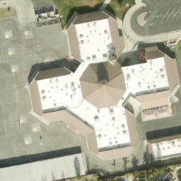 Sand Volleyball Court, Seven Trees, CA — aerial view