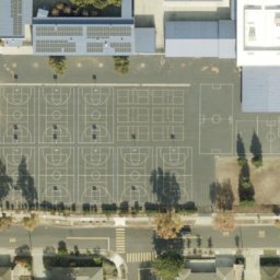 Asphalt Volleyball Court, San Jose, CA — aerial view