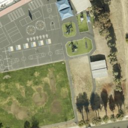 Sand Volleyball Court, Seven Trees, CA — aerial view