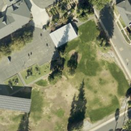 Sand Volleyball Court, Fruitdale, CA — aerial view