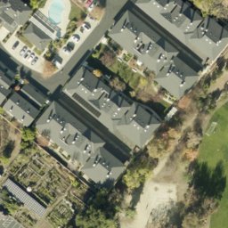 Sand Volleyball Court, Saratoga, CA — aerial view