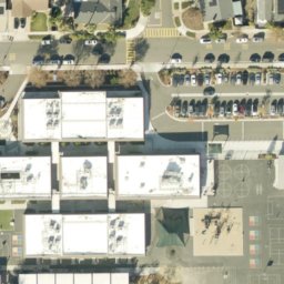 Sand Volleyball Court, Seven Trees, CA — aerial view
