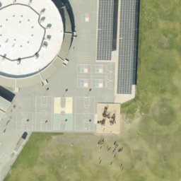 Sand Volleyball Court, Seven Trees, CA — aerial view