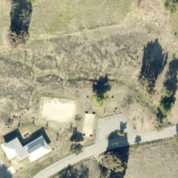 Sand Volleyball Court, Seven Trees, CA — aerial view