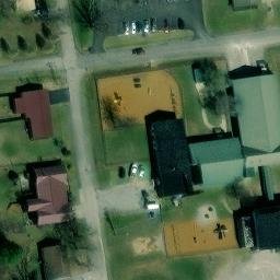 Sand Volleyball Court, La Center, KY — aerial view