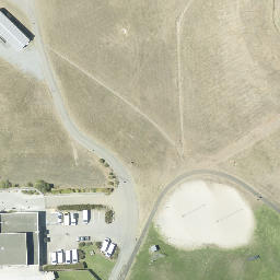 Sand Volleyball Court, Pasatiempo, CA — aerial view