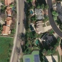 Sand Volleyball Court, Rolling Hills, CA — aerial view