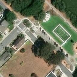 Sand Volleyball Court, Seaside, CA — aerial view